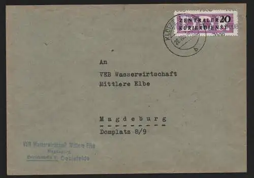 B13982 DDR ZKD Brief 1957 11 7008 Klötze VEB Wasserwirtschaft Obere Elbe Oebisfe