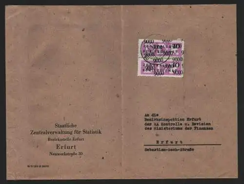 B14057 DDR ZKD Brief 1957 2x14 9000 Erfurt Staatliche Zentralverwaltung für Stat