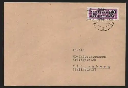 B14049 DDR ZKD Brief 1957 12 8018 Wittenberg  an HO Industriewaren