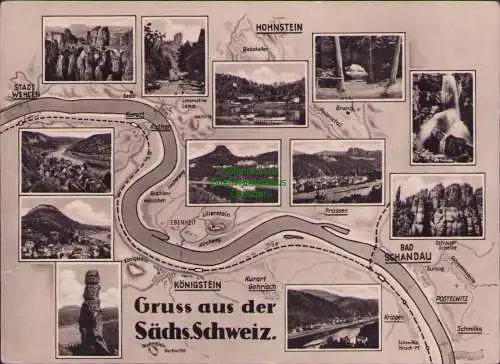 B21207 DDR Privatganzsache PP 4 Bastei 1959 T 132 59 SST nach Frankfurt M. BRD