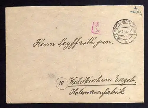 B1934 Brief SBZ Gebühr bezahlt 1948 Währungsreform Klotzsche Bz. Dresden