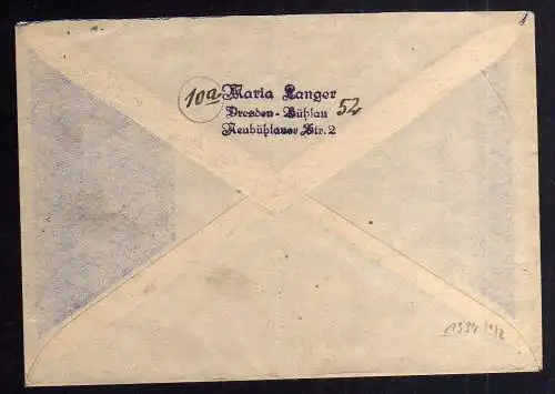 B1934 Brief SBZ Gebühr bezahlt 1948 Währungsreform Klotzsche Bz. Dresden
