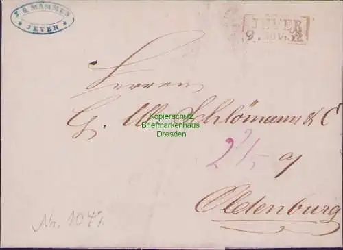 B21430 Vorphila Faltbrief Oldenburg Kastenstempel Jever 1852