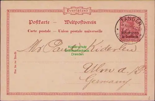 B21253 Ganzsache Marokko P 6 Tanger Marocco 1901 an Kiderlen Ulm