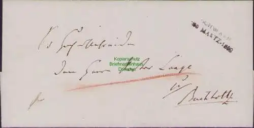 B21424 Vorphila Faltbrief Mecklenburg Schwerin 1832 zweiz. Langstempel Schwaan