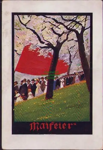 B21278 Karte Maifeier 1914 ca. 11,5 x 17 cm Weltfeiertag! Kaden & Comp., Dresden