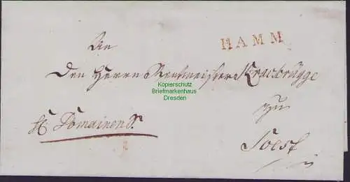 B21436 Vorphila Faltbrief Preussen HAMM rot 1810 nach Soest