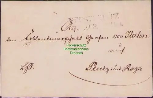 B21427 Vorphila Faltbrief Mecklenburg Schwerin Neustrelitz 1840 nach Pleetz Roga