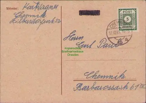B21398 Postkarte SBZ Ostsachsen 57a EF Einzelfrankatur 1945
