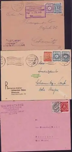 B21402 6x Brief SBZ Ostsachsen Chemnitz Meerane Klingenthal 1946