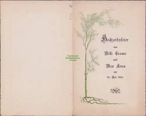 B21258 Werbekarte Klappkarte Hochzeitsfeier 1903 beiliegende Foto - Lichtdruck