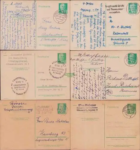 B21227 DDR Ganzsache 6x P 68 verschiedene Farben Farbtöne gelblich b bäulichgrün