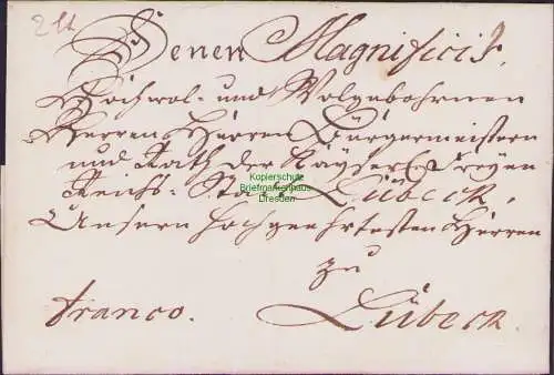 B21420 Vorphila Faltbrief Mecklenburg Schwerin Schnörkelbrief um 1750 Gadebusch