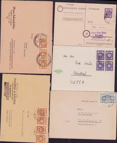 B21405 5x Brief Postkarte SBZ Ostsachsen Chemnitz Schwarzenberg Freital Seiffen