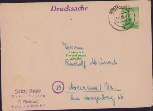 B21396 Brief SBZ Thüringen 93 A X EF Einzelfrankatur Drucksache Weimar 1945