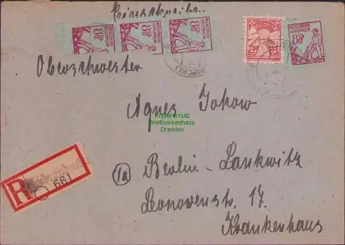 B21377 Brief SBZ MVP Neubrandenburg 1946 nach Berlin Lankwitz Einschreiben