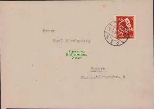 B21392 Brief SBZ Thüringen 96 U ungezähnt geschnitten Ortsbrief