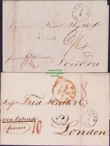 B21448 Vorphila Faltbrief Preussen Crefeld 1839 Franco Rotterdam nach London