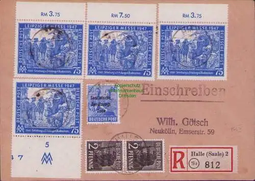 B21265 Brief SBZ Währungsreform Zehnfach Einschreiben Halle Saale nach Neukölln