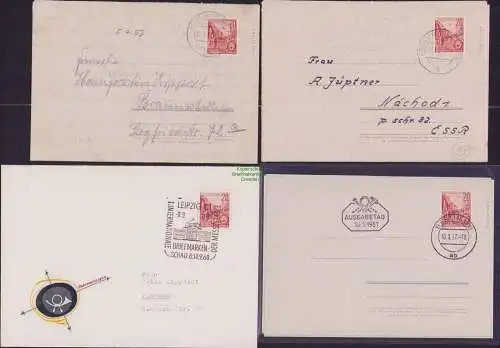 B21230 DDR Ganzsache Luftpost Leichtbrief 1957 1x FDC 1x Ausschnitt auf Brief