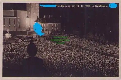 B21297 AK Gablonz an der Neisse Fotokarte Kundgebung 1938 Befreiungsstempel
