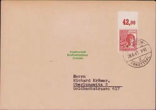 B21272 Brief Alliierte Besetzung 956 P Oberrand durchgezähnt Hohenstein-Ernsttha