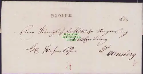B21437 Vorphila Faltbrief Preussen R 2 Ople um 1820 Rayon Stempel nach Arnsberg