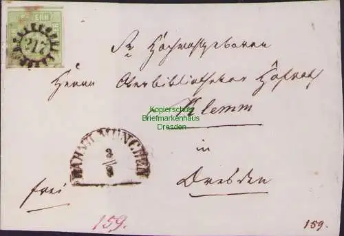 B21407 Briefvorderseite Bayern nach Dresden um 1855 1858