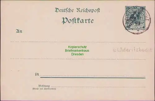 B21240 Ganzsache DSWA Deutsch Südwestafrika P 1 blank Stempel Lüderitzbucht 1899