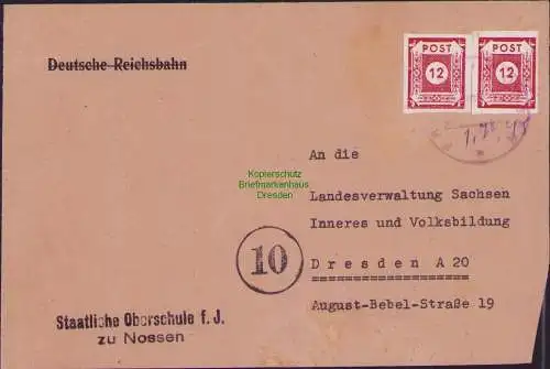 B21384 Brief SBZ Ostsachsen 2x 46 Bahnhpost Notstempel Freital - Nossen 1945