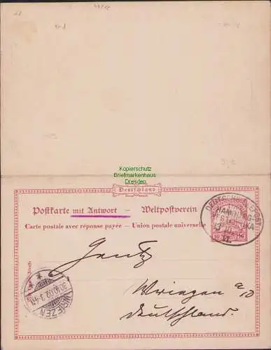 B21244 Ganzsache DSWA Deutsch Südwestafrika P 16 Deutsche Seepost 1902 Linie