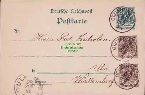 B21241 Ganzsache DSWA Deutsch Südwestafrika P 1 Otjimbingue 1899 nach Ulm