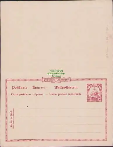 B21246 Ganzsache Samoa P 8 Apia portogerecht nach Springfield USA 1907 Ankunft