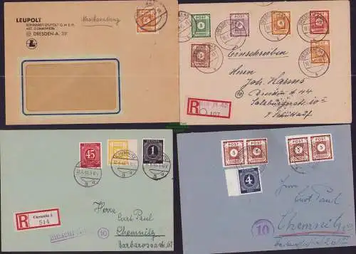 B21404 4x Brief SBZ Ostsachsen Chemnitz Dresden Neuhausen 1946 1x Mischsendung