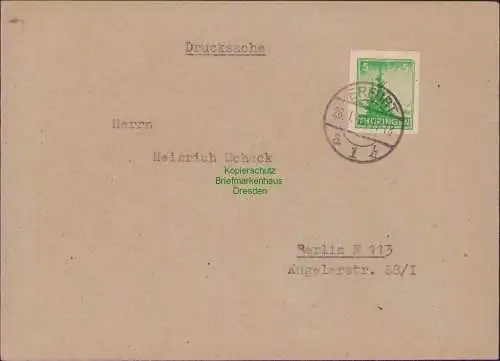 B21391 Brief SBZ Thüringen 94 U ungezähnt geschnitten Drucksache