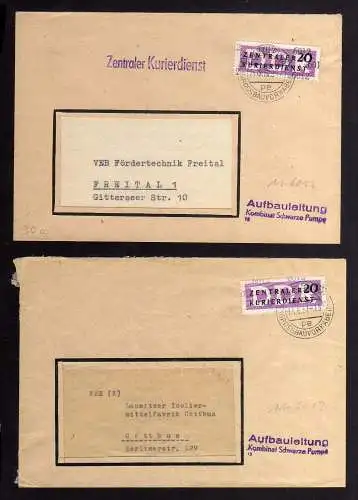 B2468 2x Brief DDR ZKD 11 6012 1957 Aufbauleitung Kombinat Schwarze Pumpe