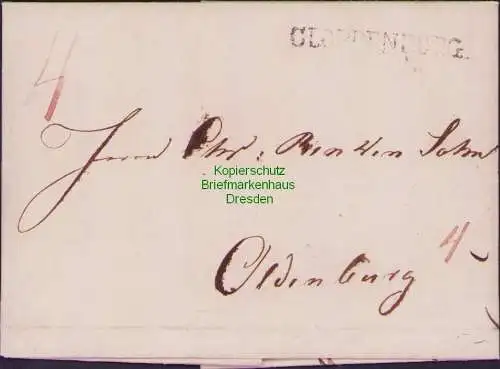 B21468 Vorphila Faltbrief Cloppenburg 1839  nach Oldenburg