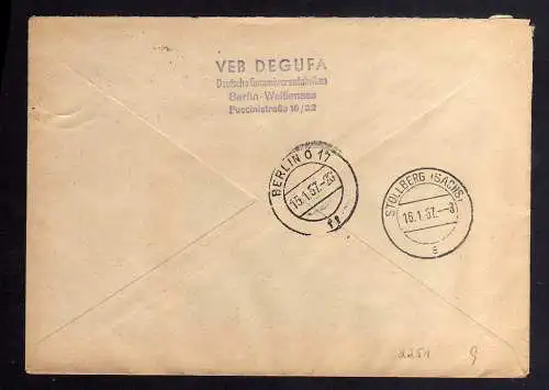 B2251 DDR ZKD 7 Brief Berlin O17 VEB Degufa Weißensee Puccinistraße 16 - 32
