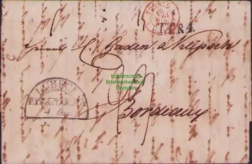 B21455 Vorphila Faltbrief Lübeck 1842 Thurn & Taxis Brief Paris Segmentstempel
