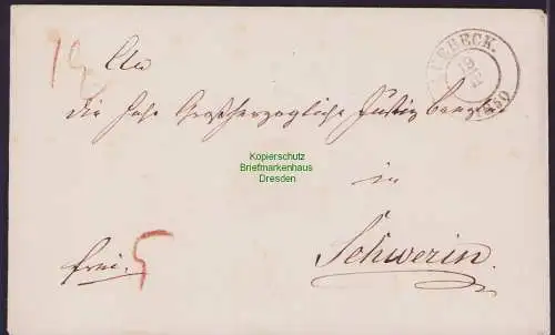 B21460 Vorphila Faltbrief Lübeck Doppelkereisstempel m. Jahreszahl 1850 Schwerin