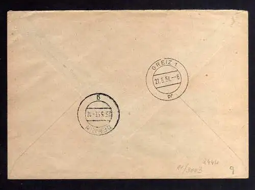 B2444 Brief DDR ZKD 11 3003 1957 Großhandelskontor für Textilien Demmin n. Greiz