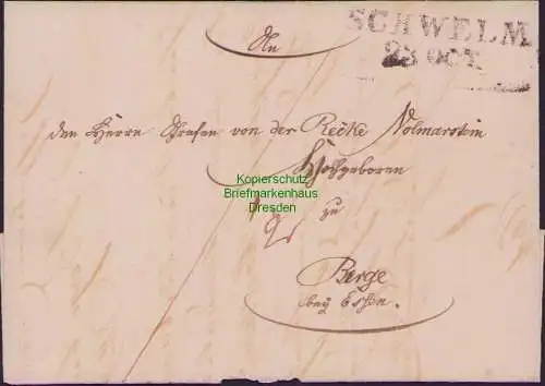 B21472 Vorphila Faltbrief Preussen Schwelm 1824 nach Berge bei Essen