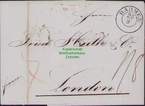 B21487 Vorphila Faltbrief Preussen Barmen 1844 nach London