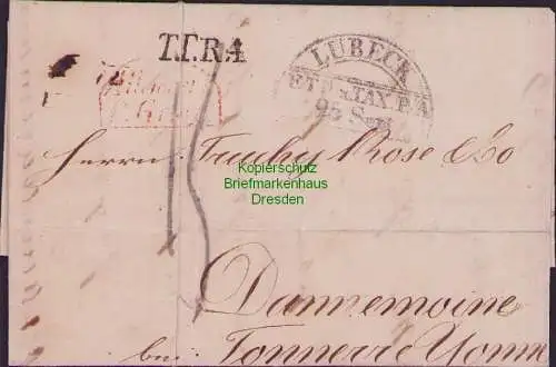 B21453 Vorphila Faltbrief Lübeck 1829 Thurn & Taxis Brief Paris Segmentstempel