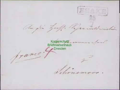 B21467 Vorphila Faltbrief Hammerstempel Brake nach Schönemoor