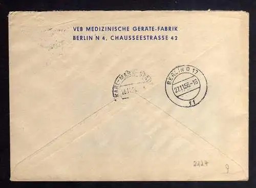 B2227 DDR ZKD 7 Brief Berlin O17 MGF VEB Medizinische Geräte Fabrik  