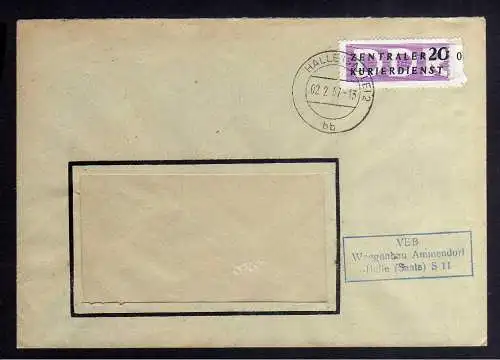 B2297 DDR ZKD 7 Brief VEB Waggonbau Ammendorf Halle Saale 1957