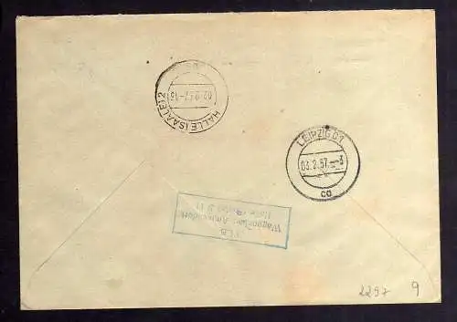 B2297 DDR ZKD 7 Brief VEB Waggonbau Ammendorf Halle Saale 1957