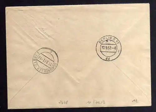 B2478 Brief DDR ZKD 2x 10 7013 1957 VEB Chemisches Werk Hermania Schönebeck