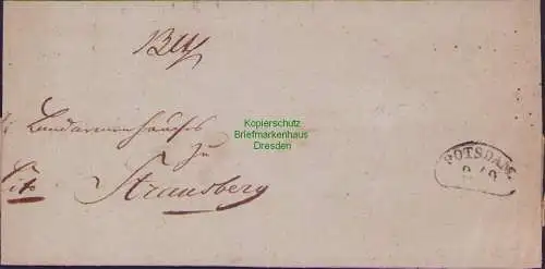 B21474 Vorphila Faltbrief Preussen Nierenstempel Potsdam 1825 nach Strausberg